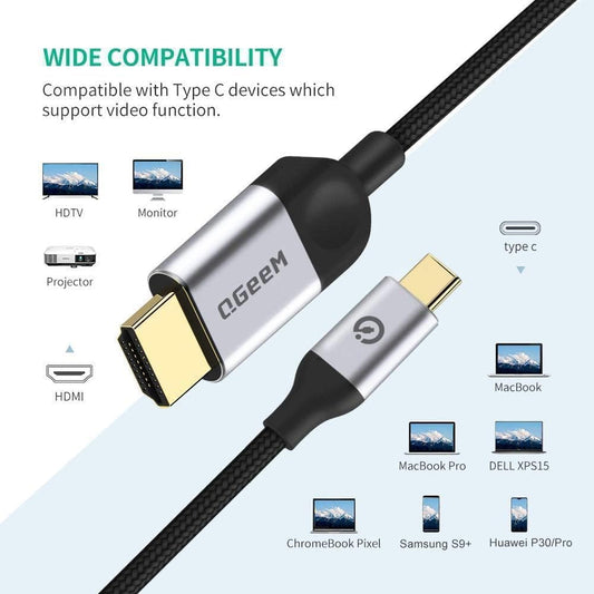 QGeeM USB C to HDMI Cable Adapter 6FT 4K