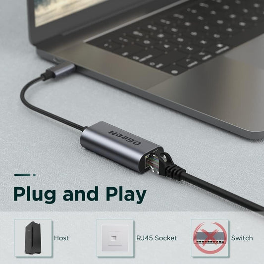 USB C to Ethernet Adapter, QGeeM Gigabit Ethernet to USB Type C