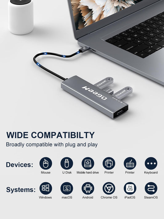 GeeM USB C Hub 5 in 1 MultiPort to 4K HDMI Adapter