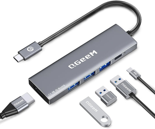 GeeM USB C Hub 5 in 1 MultiPort to 4K HDMI Adapter